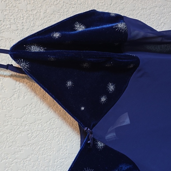 ​Avon Intimates Navy Blue Velvet Star Print Chemise Nightgown | Large L - Picture 2 of 4